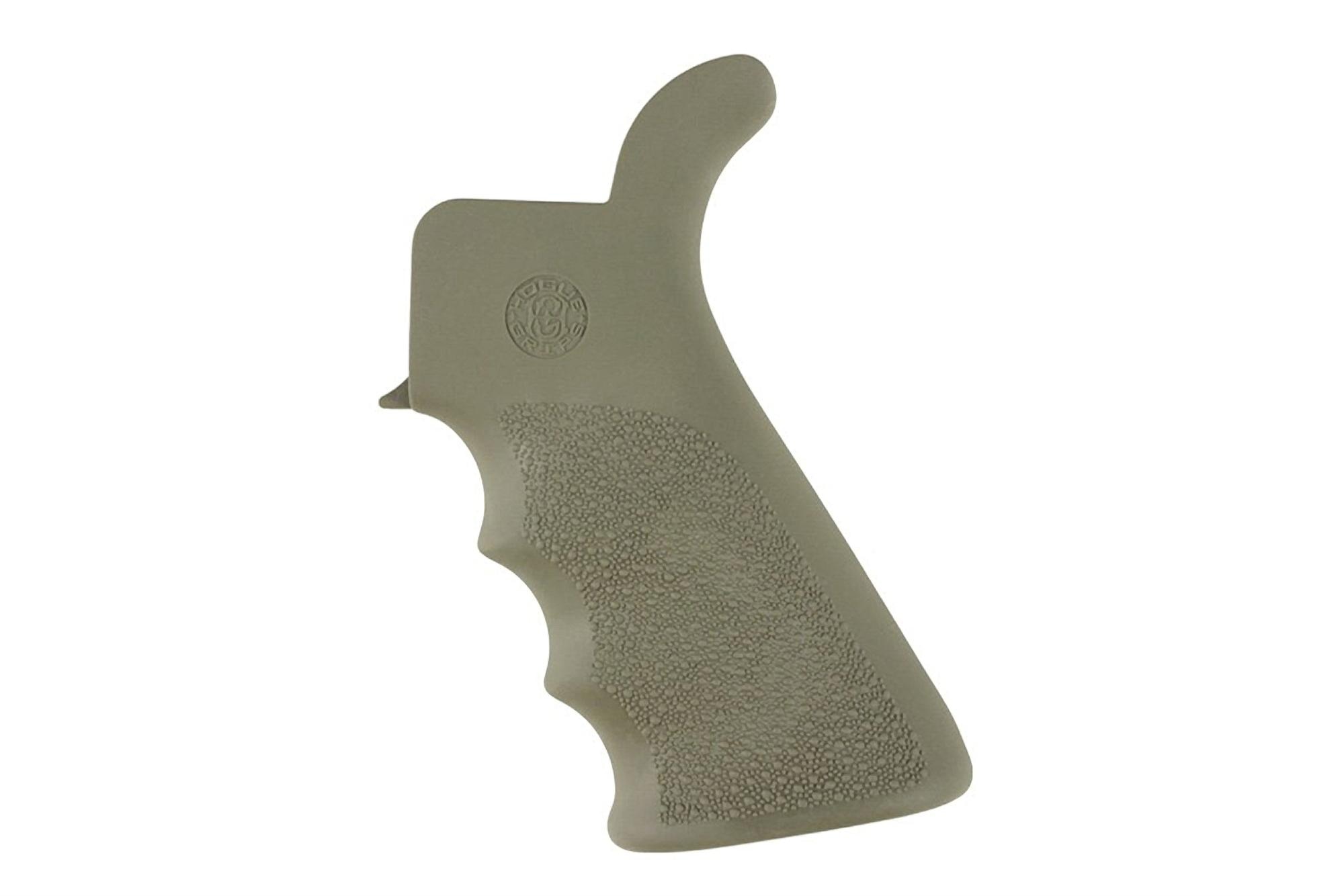 Hogue AR-15 OverMolded Pistol Grip - Beaver Tail - Finger Grooves - Olive Drab Green